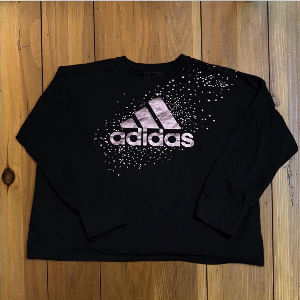 Adidas Kids Black Sweatshirt with White Speckled Logo